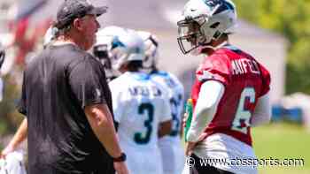 Panthers' Ben McAdoo makes odd comment when asked about QB competition between Baker Mayfield, Sam Darnold
