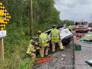 Fire service uses heavy rescue equipment to free victims in 'back to back' rollovers