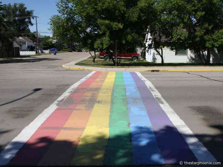 Warman's first Pride crosswalk defaced with 'disheartening' homophobic slurs - Saskatoon Star-Phoenix