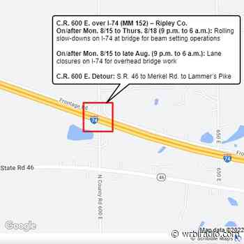 Overnight restrictions planned on I-74 in Ripley County for beam setting – WRBI Radio - Country 103.9 WRBI