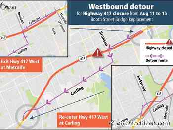 Bridge replacement to close section of Highway 417 for three days