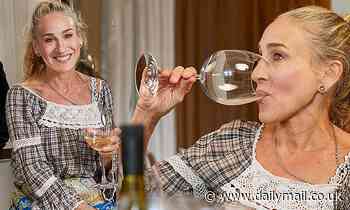 Sarah Jessica Parker has fun during a tasting of her new Invivo X, SJP Sauvignon Blanc - Daily Mail