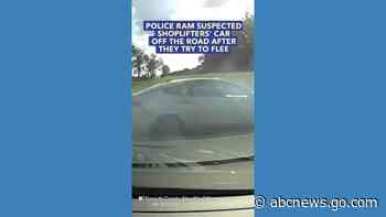 WATCH:  Police ram suspected shoplifters' car off the road after they try to flee