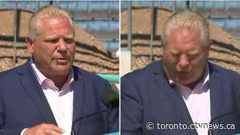 Doug Ford swallows bee during live news conference