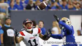 Alouettes end Blue Bombers' perfect season with 20-17 overtime victory - Lethbridge News Now