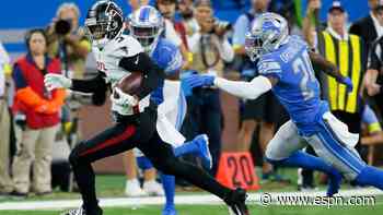 Falcons WR London leaves early with knee injury