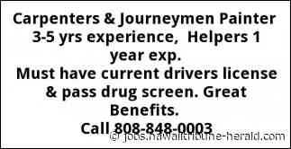 Carpenters & Journeymen Painter, 808-848-0003, Honolulu, HI - Hawaii Tribune-Herald