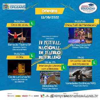 IV Festival Nacional de Teatro do Revirado acontece dia 11, em Orleans - Portal de Notícias do Sul do Brasil - Imprensa News Sul