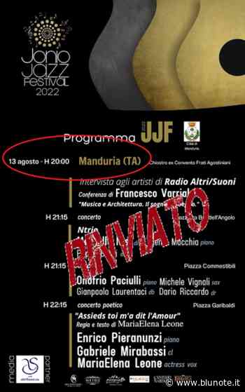 Jonio Jazz Festival: Maltempo, rinviato evento di Manduria - Blunote