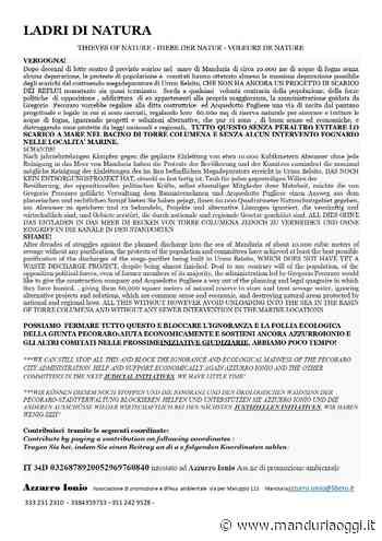 MANDURIA - Depuratore, Azzurro Ionio prepara un volantino e un manifesto contro la costruzione delle trincee drenanti - ManduriaOggi