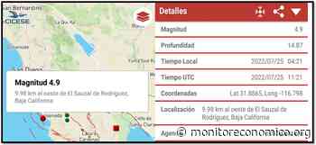 Se registra en Ensenada sismo de 4.9 grados en zona costa de BC - Monitor Economico