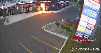 Firebombing of Edmonton restaurant caught on camera - Global News