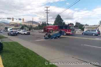 Carjacking in North Kamloops led to crash that landed taxi on its roof - Kamloops This Week