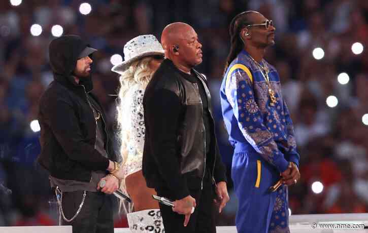 Eminem, Dr. Dre and Snoop Dogg pictured together in the studio