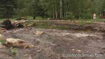Flash floods flow into communities from Cameron Peak burn scar