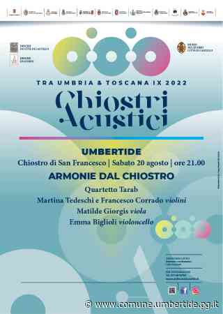 La rassegna “Chiostri acustici” fa tappa a Umbertide il 20 agosto con il concerto del quartetto Tarab - Comune di Umbertide