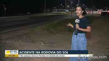 Três pessoas ficam feridas em batida entre motos em Vila Velha, ES - Globo
