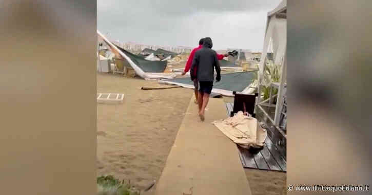 Crisi climatica, in Versilia decine di stabilimenti colpiti dal nubifragio: i danni della tempesta sul litorale – Video