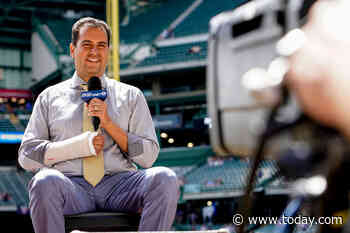 This reporter went down a ballpark slide for a TV broadcast. It was a hard landing