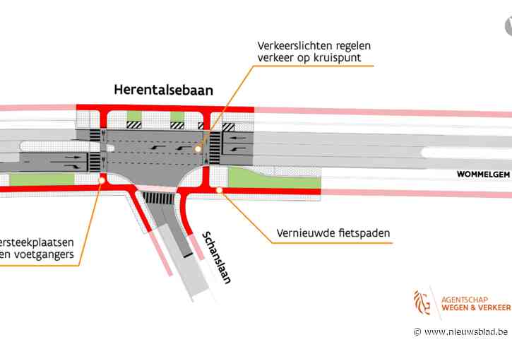 Kruispunt Herentalsebaan/Schanslaan: kortere middenberm doet veiliger afslaan naar Borsbeek