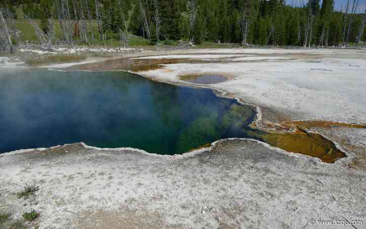 Part of a foot, in a shoe, spotted floating in Yellowstone hot spring