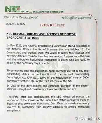 Licenses of Rivers Broadcasting Service Others Revoked By NBC - ELANHUB |