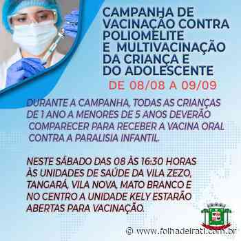 Imbituva: Campanha de Vacinação contra a Poliomelite e Multivacinação da criança e do adolescente - Folha de Irati