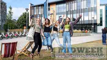 Exeter College students higher education results day 2022. - Midweek Herald