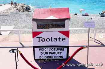 "L'œuvre d'un paquet de gros cons" imaginé par l'artiste niçois Toolate pour dénoncer la pollution aux mégots sur les plages