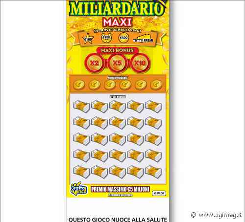 Gratta e Vinci, a Bassano del Grappa vinti 2 milioni di euro con il biglietto 'Il Miliardario Maxi' - AGIMEG