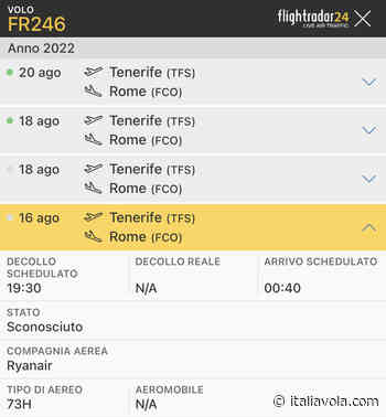 Ryanair : B737-8200 da Roma va a Tenerife rimane poi fermo per due giorni - Italiavola & Travel –