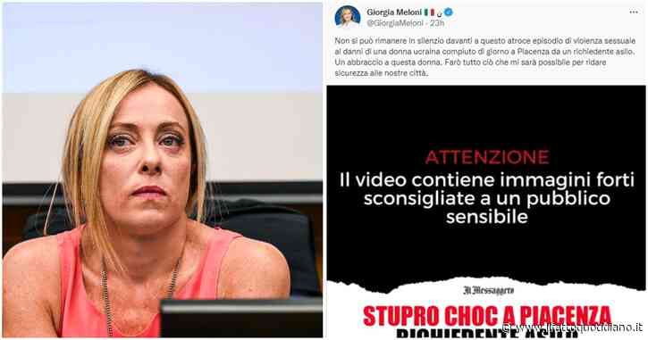 Meloni condivide sui social video dello stupro di Piacenza, Letta e Calenda la attaccano. La notizia finisce anche sui media internazionali