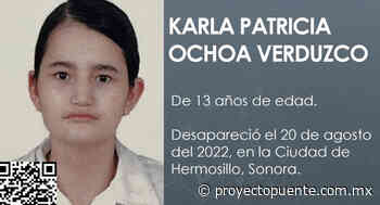 Buscan a Karla Patricia, de 13 años, desaparecida en Hermosillo desde 20 de agosto - Proyecto Puente