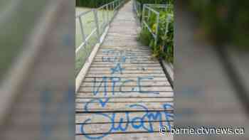 Vandals defaced boardwalk in Barrie's west end