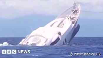 Moment superyacht sinks off the coast of Italy