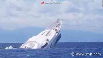 See moment superyacht sinks in the Mediterranean