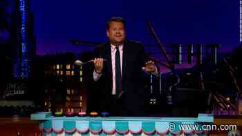 James Corden flings ice cream across studio