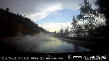 Dash camera: Truck crashes on Highway 97 in heavy rain - Kelowna News - Castanet.net