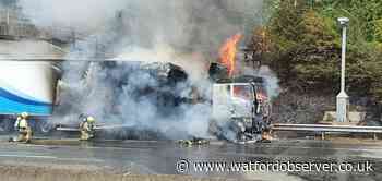 M1 in Herts could be 'shut for hours' due to fire and oil spill