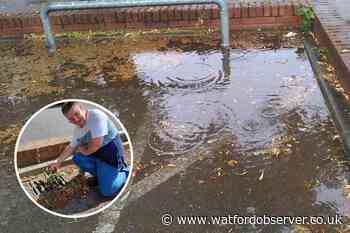 Blocked drains cause flooding in South Oxhey car park
