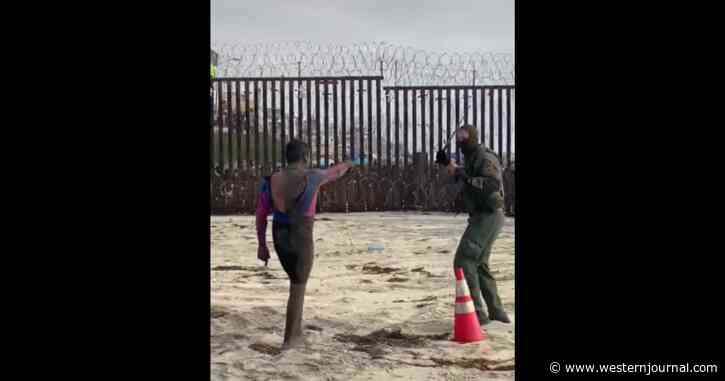 Video: Border Patrol Fends Off Hostile Alleged Smuggler, Then Help Suddenly Arrives and Ends Stand Off with Tackle