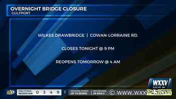 Wilkes Drawbridge on Cowan-Lorraine closing overnight - WXXV News 25