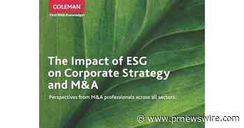 Coleman Research Releases Study on ESG Impact on M&amp;A and Corporate Strategy