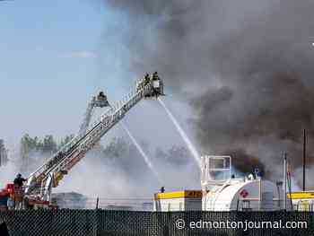 Firefighters battle 20-hour blaze at west Edmonton recycling facility