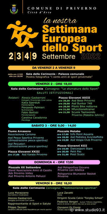 Dal 2 al 9 Settembre a Priverno si svolge la “Settimana Europea dello Sport”. - Radio Studio 93