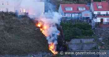 Pictures show large fire climbing hillside toward homes near Whitby harbour - Teesside Live