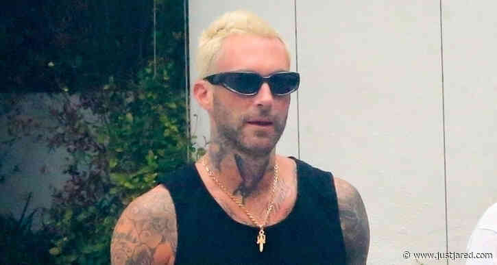 Adam Levine Shows Off Bleached Blonde Hair & Tattoos During Walk Around Miami Beach