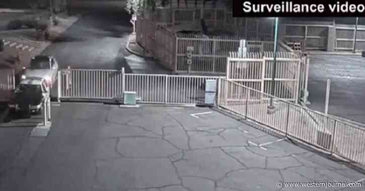 Watch: Officer Rolls Out of Moving Vehicle, Draws Weapon and Hits Target After Being Rammed Forward