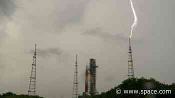 These NASA photos of lightning strikes at the Artemis 1 moon rocket launch pad are amazing
