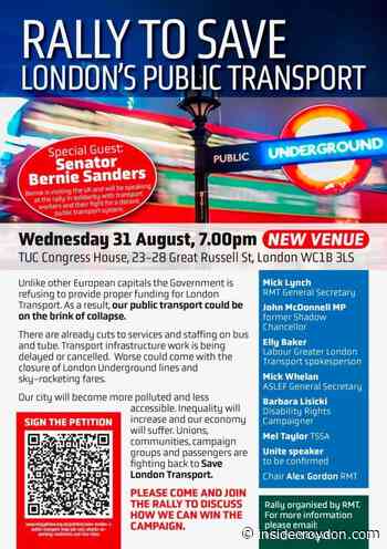 RMT Rally to Save London’s Public Transport, Aug 31 - Inside Croydon